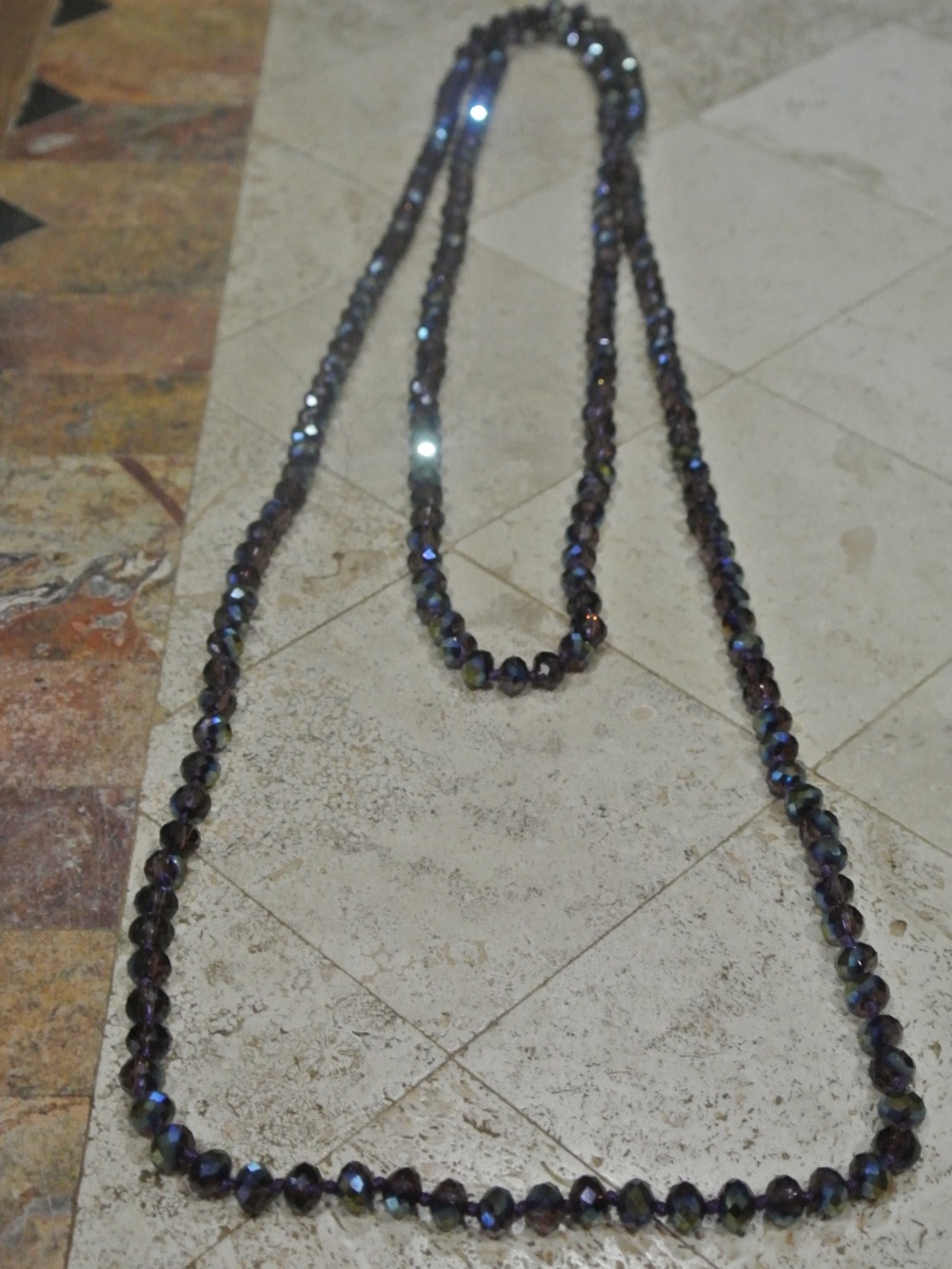 BLACK FACETED 33 IN BEADED NECKLACE
